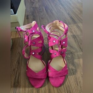 XOXO Fuchsia Strappy Heels
